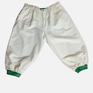 GolfKnicker Mens Golf Knickers Linen Cotton Cream Green 38S Knickerbocker Pants